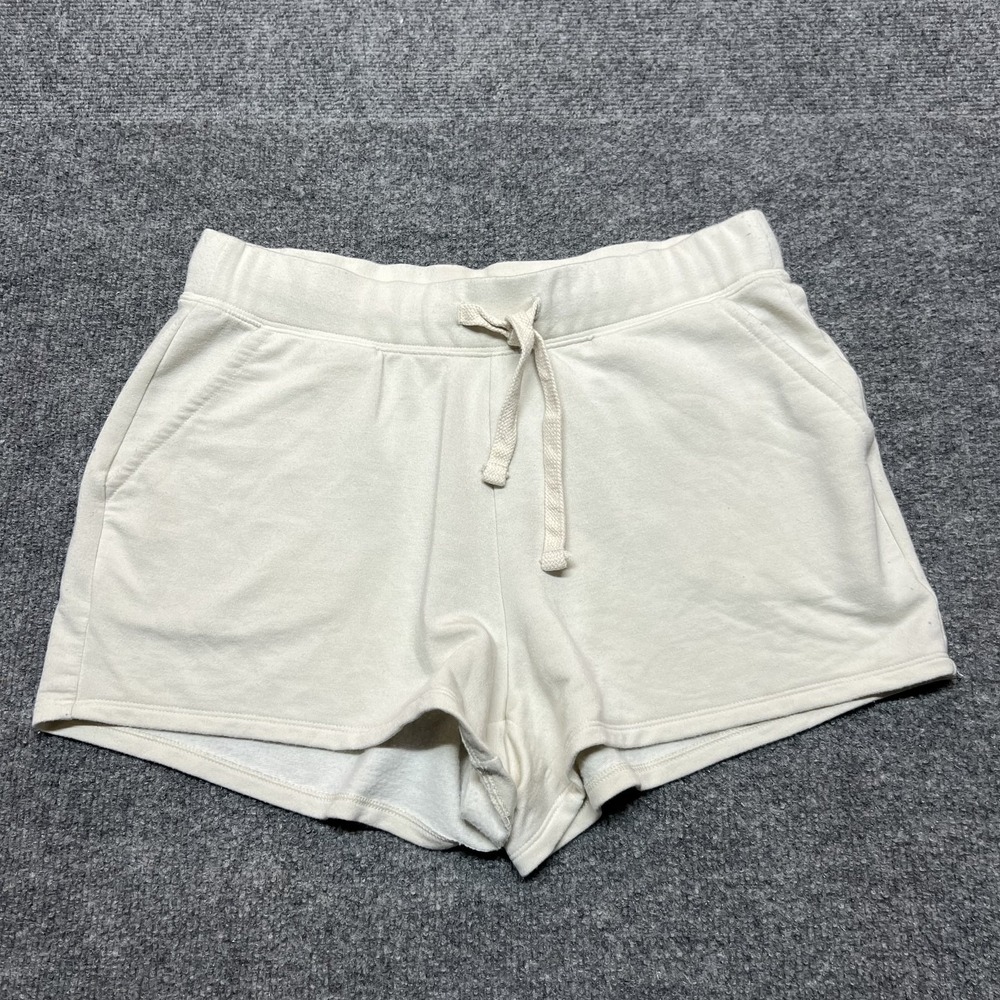 Quince Shorts Womens Small White SuperSoft Fleece Sweat Lounge Casual Drawstring